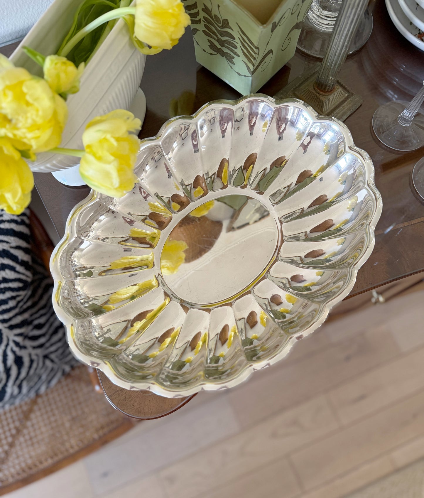 Vintage Scalloped Silver Plate Tray