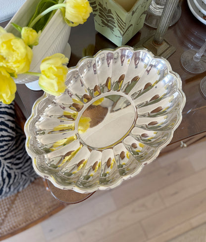 Vintage Scalloped Silver Plate Tray