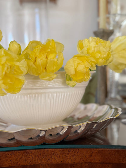 Cream Greek Key Mantle Vase