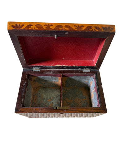 Antique Victorian Rosewood & Bird's-Eye Maple Sarcophagus Box