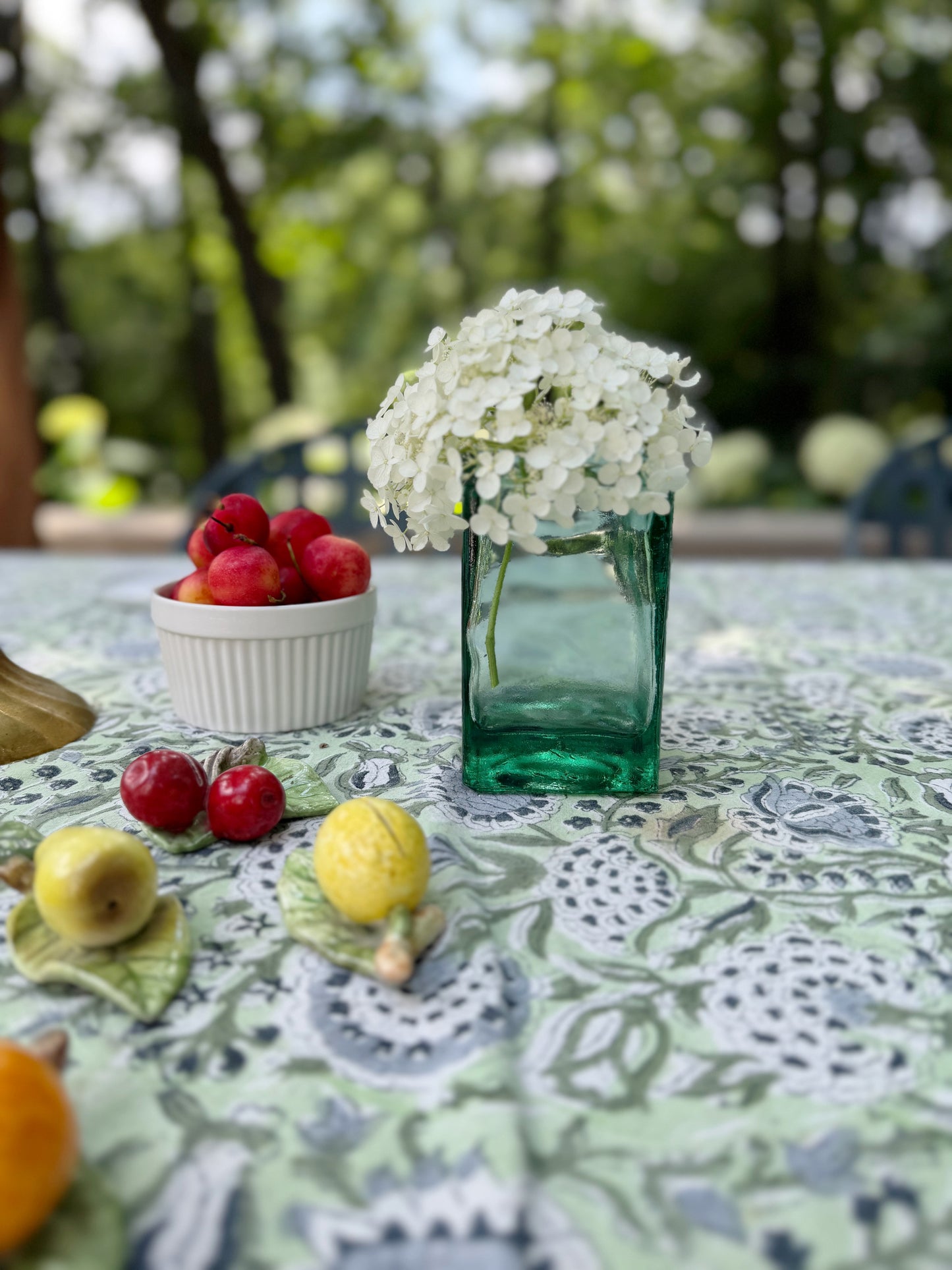 Green Glass Square Vase, 3 Available