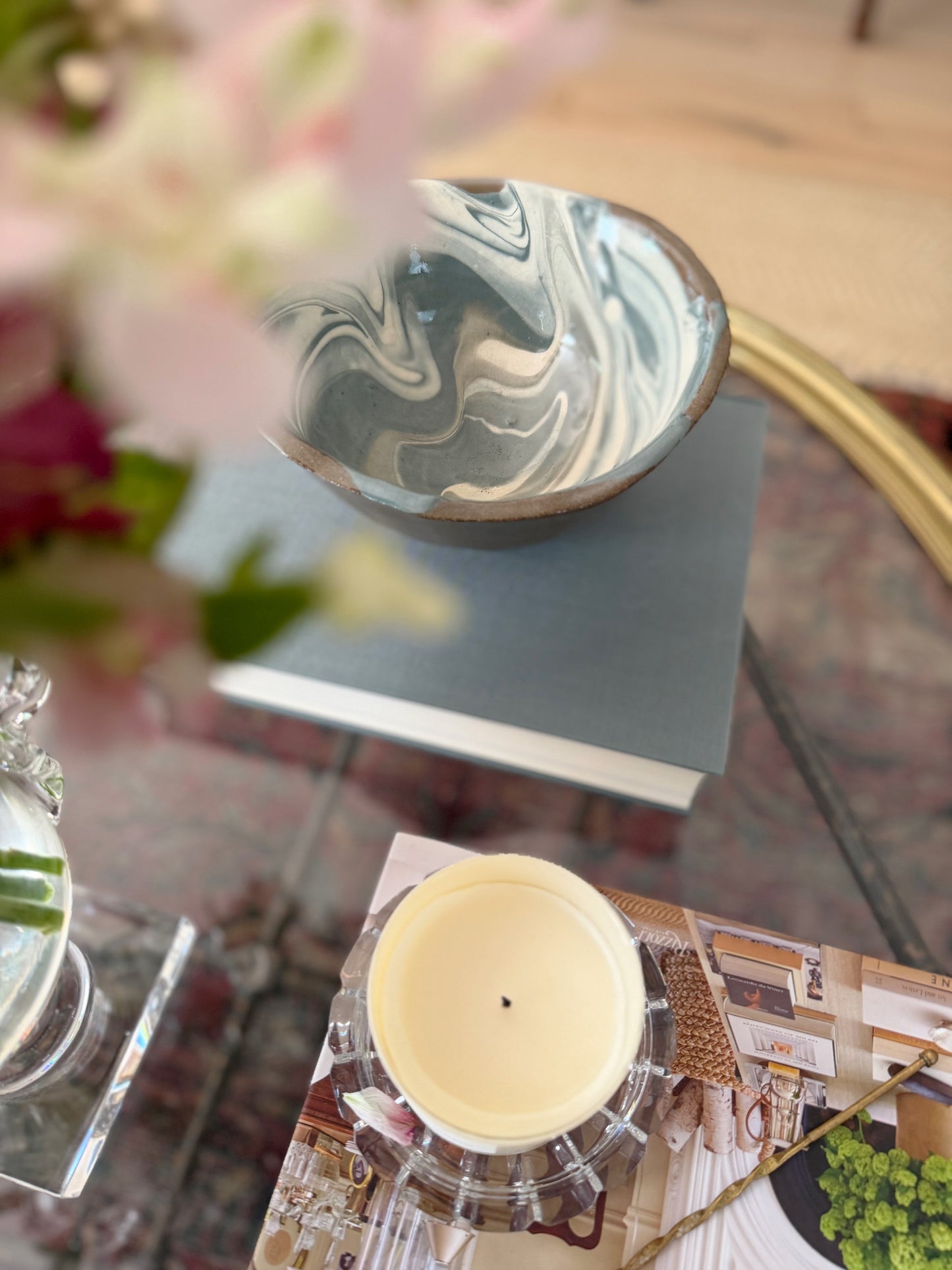 Blue & White Marbled Bowl