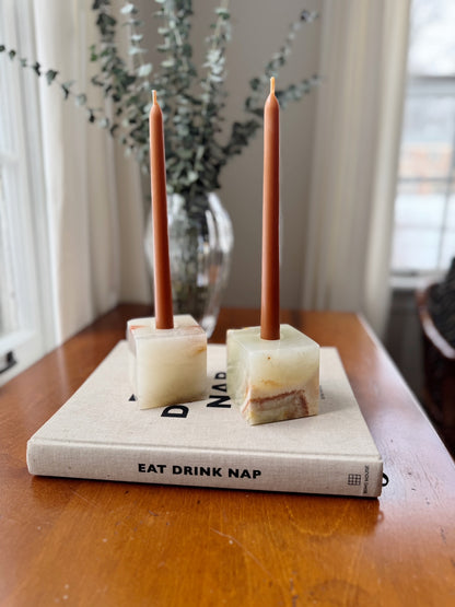 Pair of Onyx Candlestick Holders