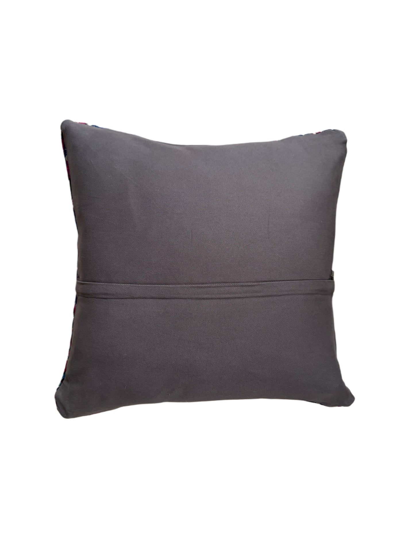 Vintage Turkish Kilim Pillow, Navy Plum