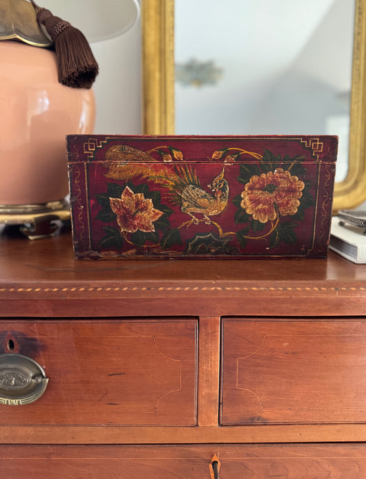 Antique Hand Painted Chinoiserie Box