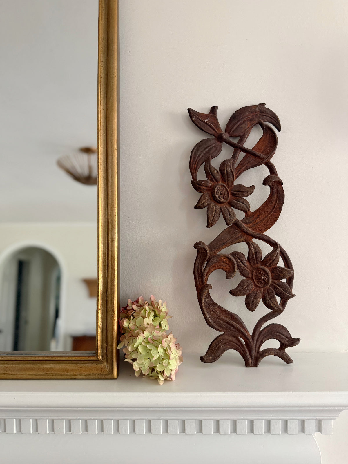 Vintage Cast Iron Sunflower Wall Sculpture