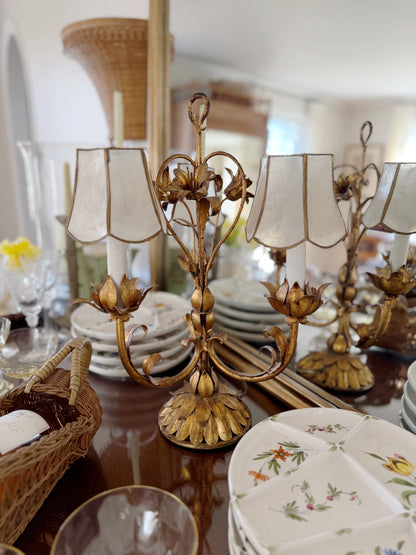 Italian Gilt Metal Floral Lamp