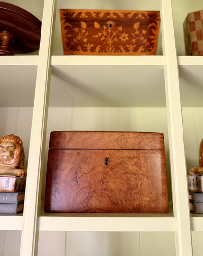 Antique Victorian Burr Walnut Tea Caddy