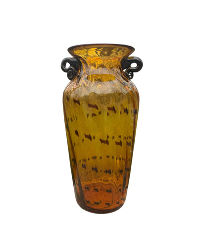 Hand Blown Tortoise Glass Handle Vase