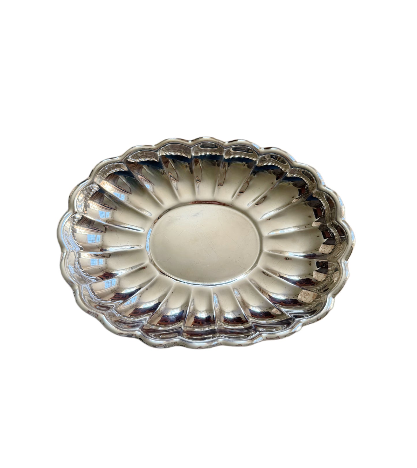 Vintage Scalloped Silver Plate Tray