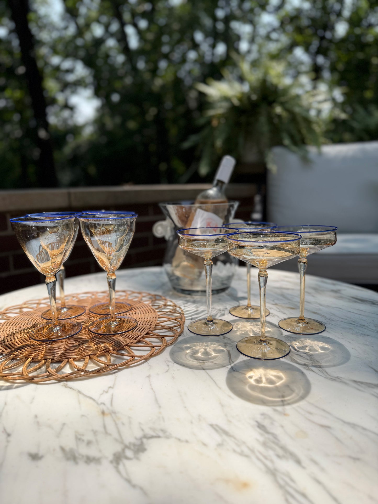 Vintage Italian Amber Coupe Glasses, Set of 2