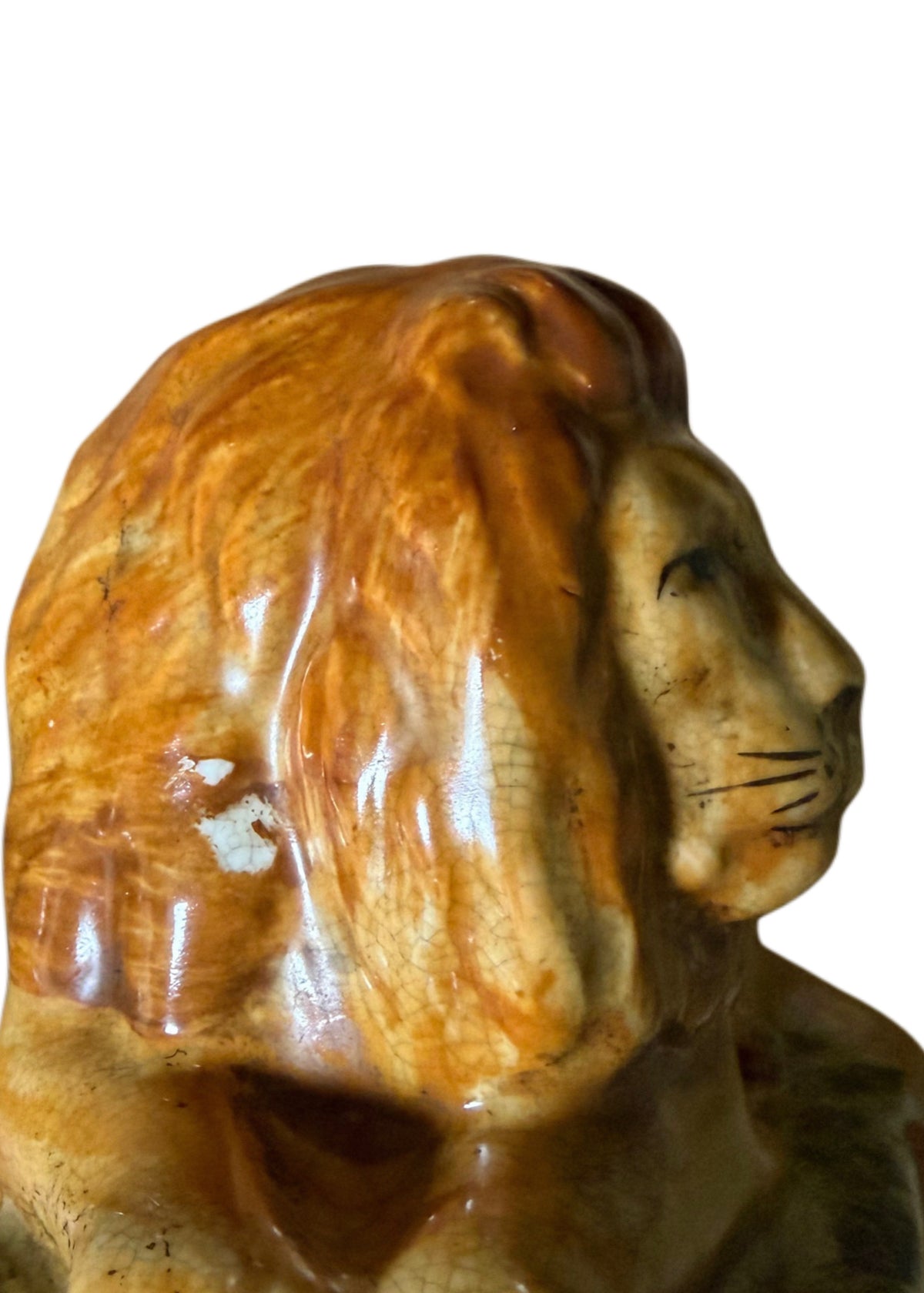 Antique Victorian Staffordshire Lion Pair on Cushions
