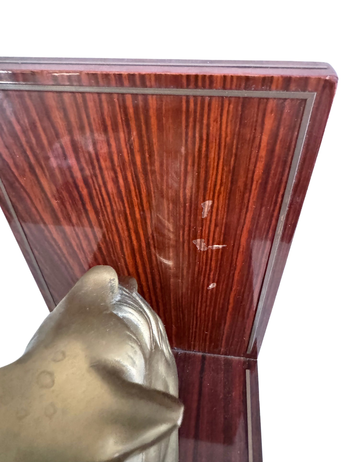 Pair of Horse Brass Cherry Wood Bookends