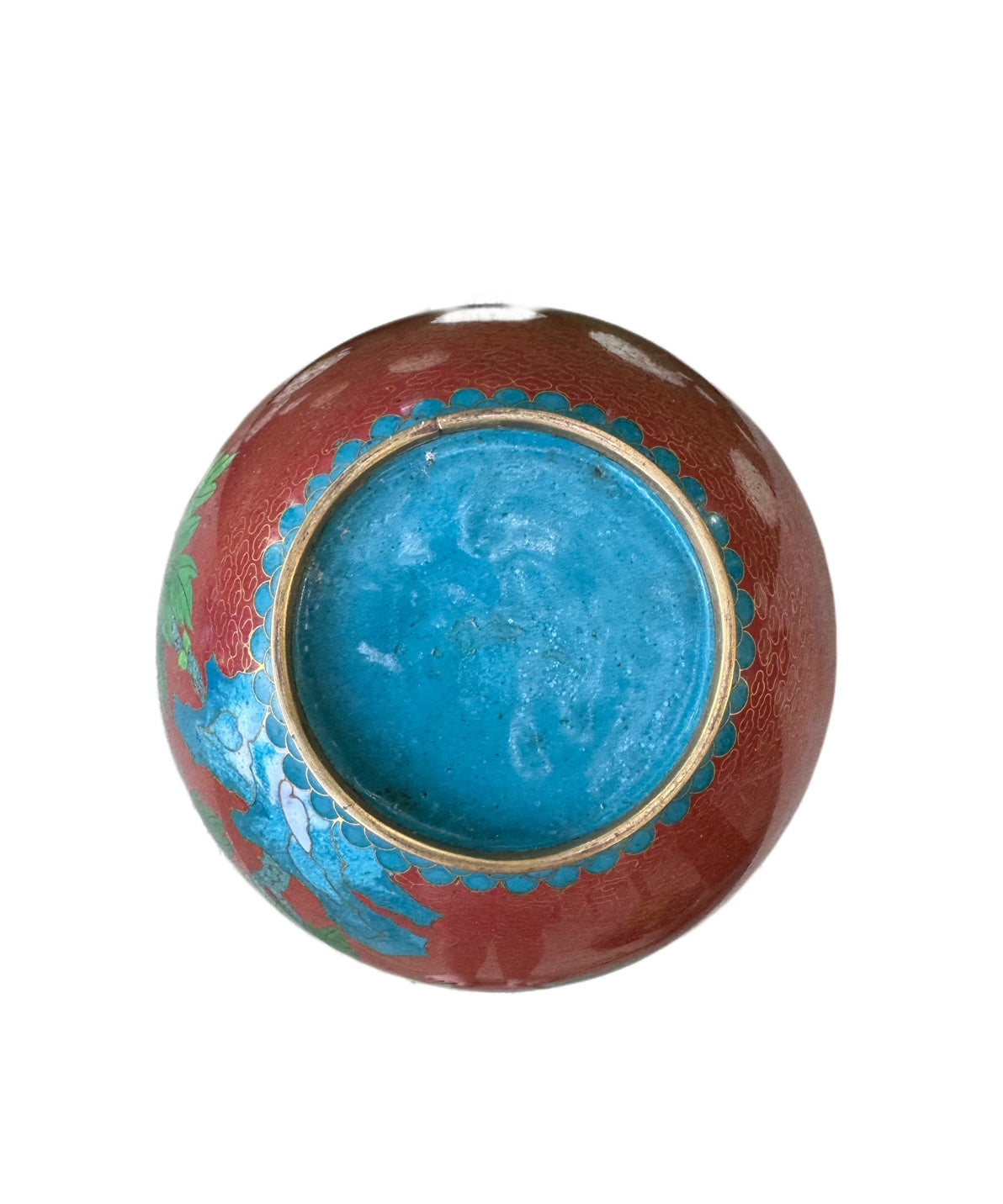 Chinese Floral Cloisonne Ginger Jar with Stand