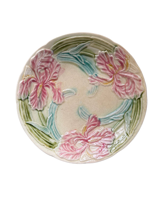 Antique Majolica Floral Plate