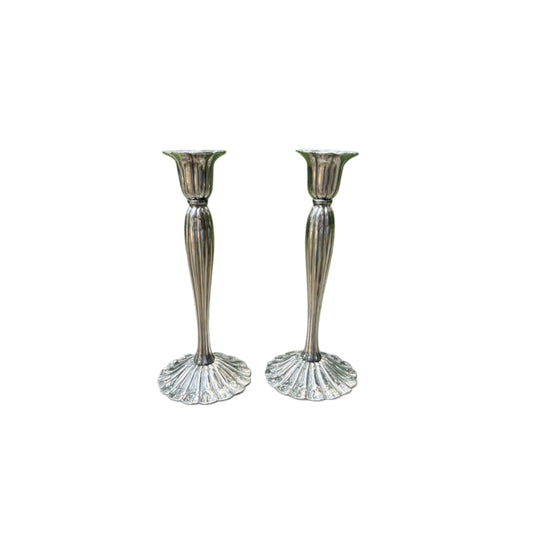 Silverplated Scalloped Candlestick Holders
