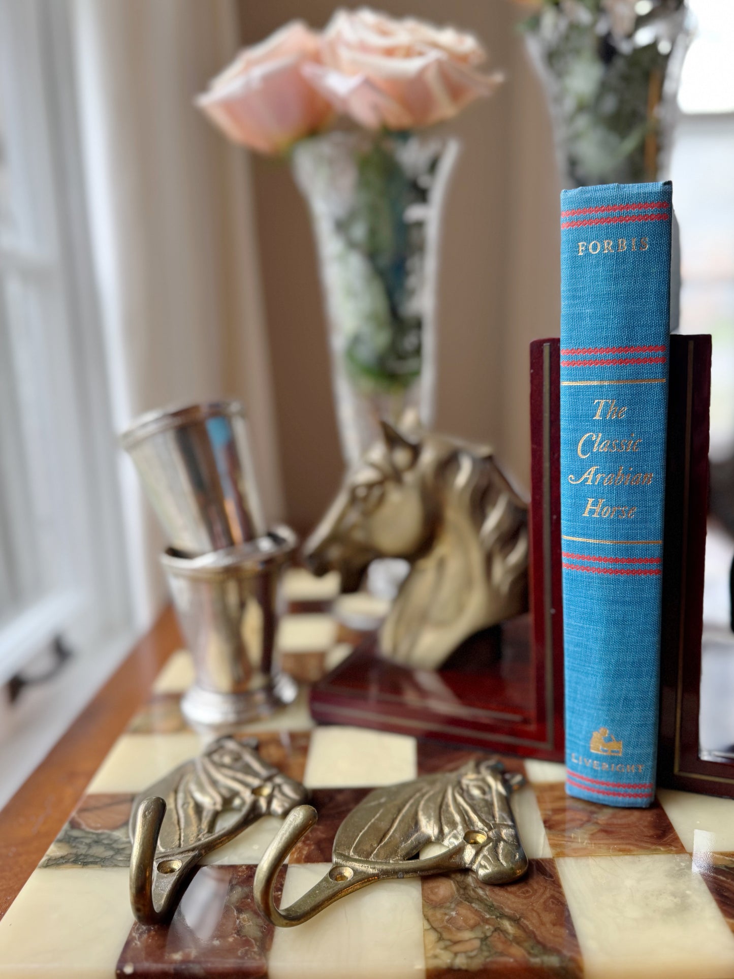 Brass Horse Wall Hooks, Pair