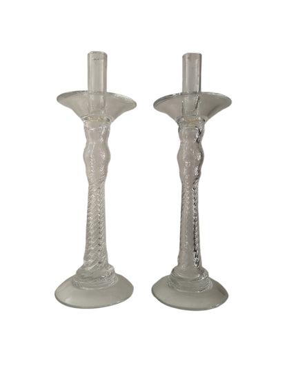 Handblown Glass Candlestick Holders