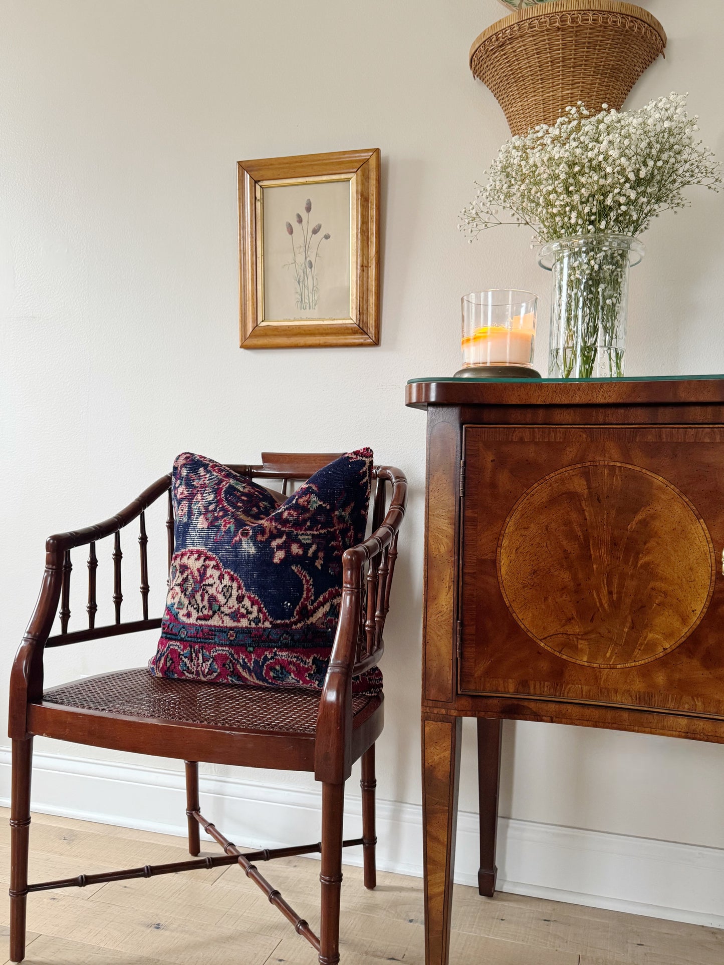 Vintage Turkish Kilim Pillow, Navy Plum