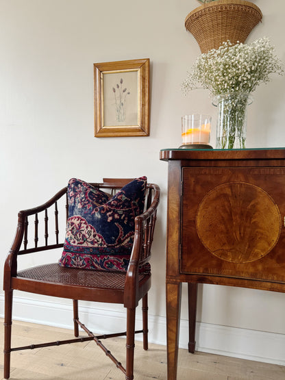 Vintage Turkish Kilim Pillow, Navy Plum