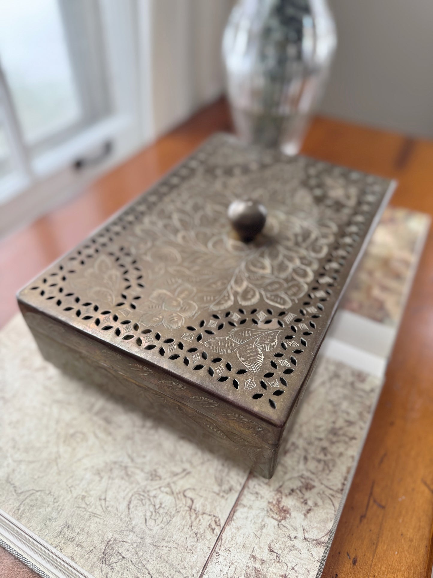 Decorative Engraved Brass Box
