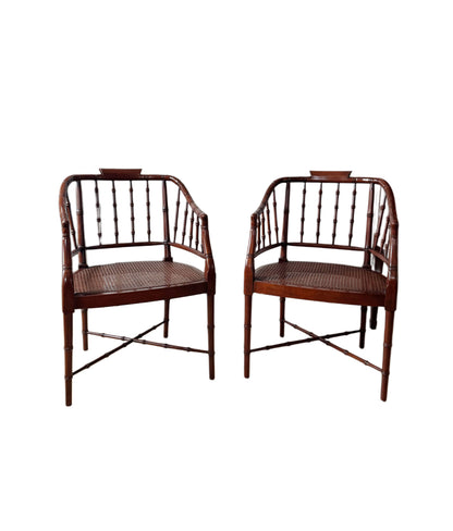 Faux Bamboo and Cane Regency Chairs, Pair