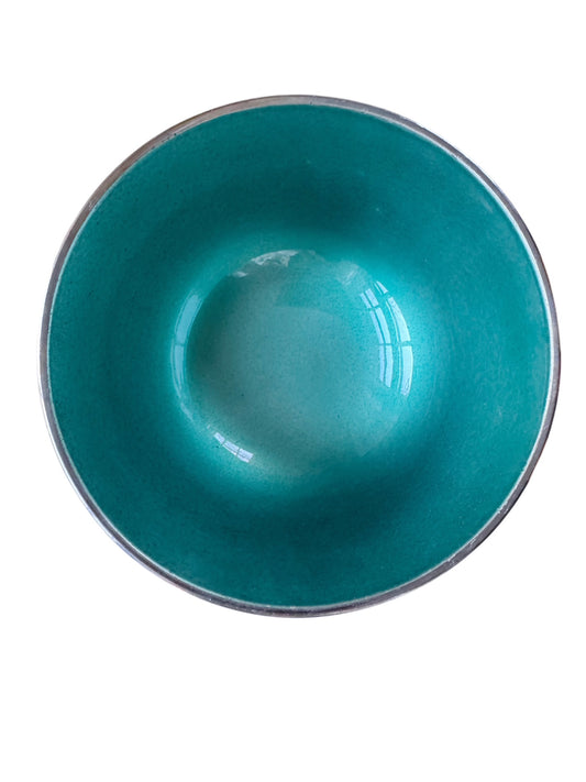 Silverplated Towle Green Enamel Bowl