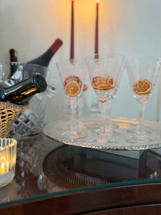 Etched Crystal Fostoria Romance Glasses, Set of 7