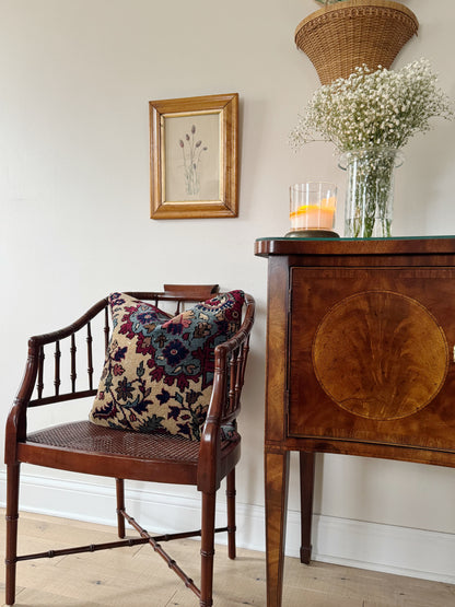 Vintage Turkish Kilim Pillow, Floral Jewel