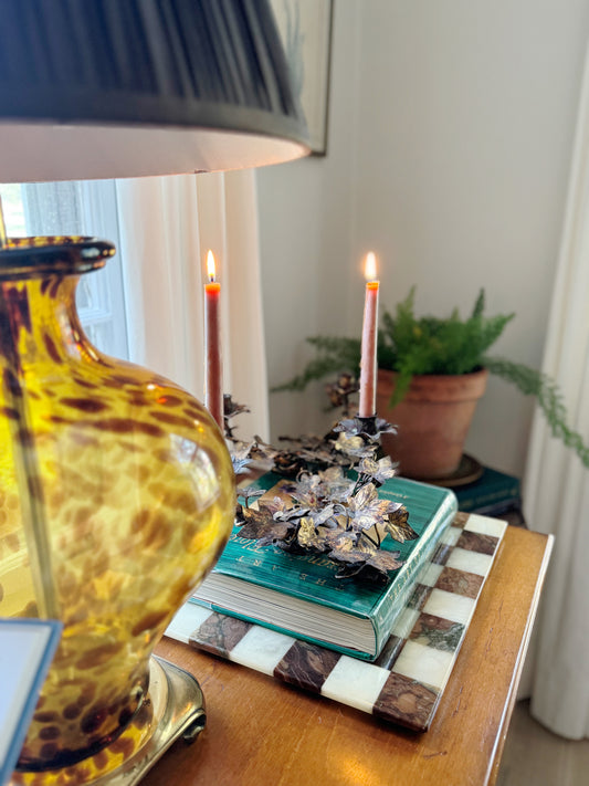 Italian Gilt Tole Leaf Candelabra, Pair