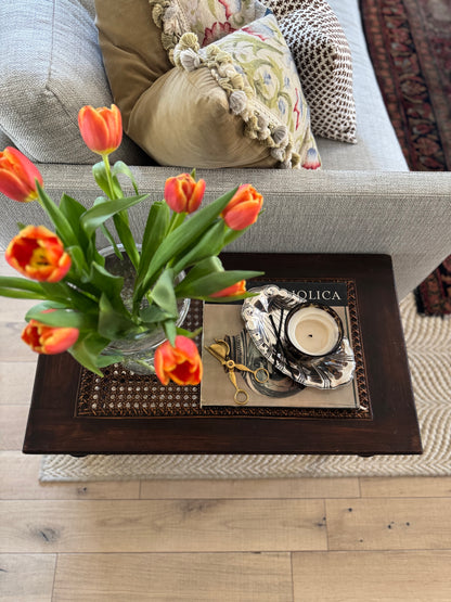 Antique Wood & Cane Bench