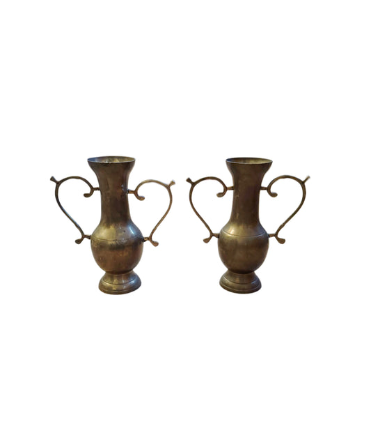 Pair of Vintage Brass Trophy Vases