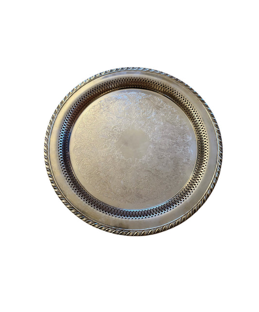 Vintage Engraved Silver Plate Tray