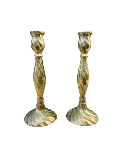 Brass Spiral Candlestick Holders